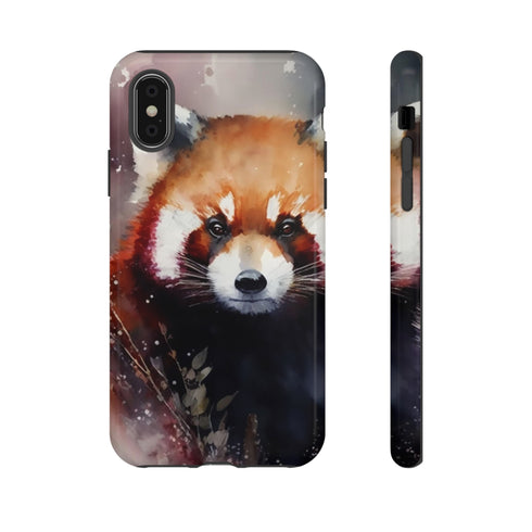 Red Panda in Watercolor - Impact Resistant Phone Case iPhone XS Glossy